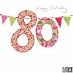 80th Bunting Birthday Card