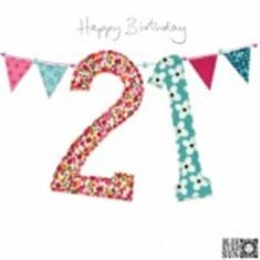 21st Bunting Birthday Card