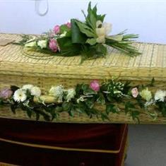 country style casket garland with optional tied sheaf
