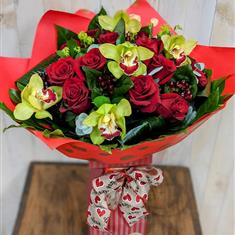 Luxury Red Roses and Orchids 