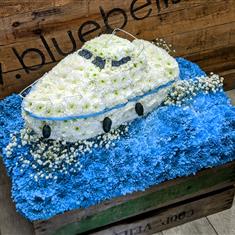 3D cabin cruiser boat floral tribute 