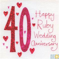 Ruby 40th Wedding Anniversary Card