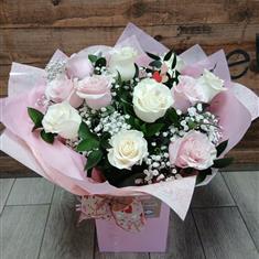 Blush Dozen Rose Handtied